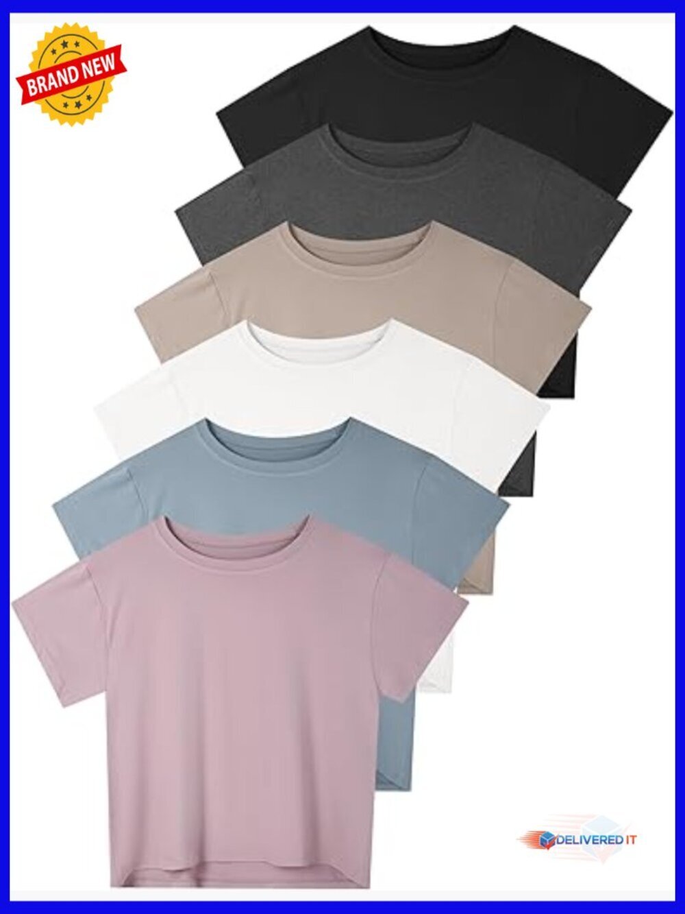 4/6 Pack Crop Top Short Sleeve Athletic Workout Yoga Running Gym Casual Tees